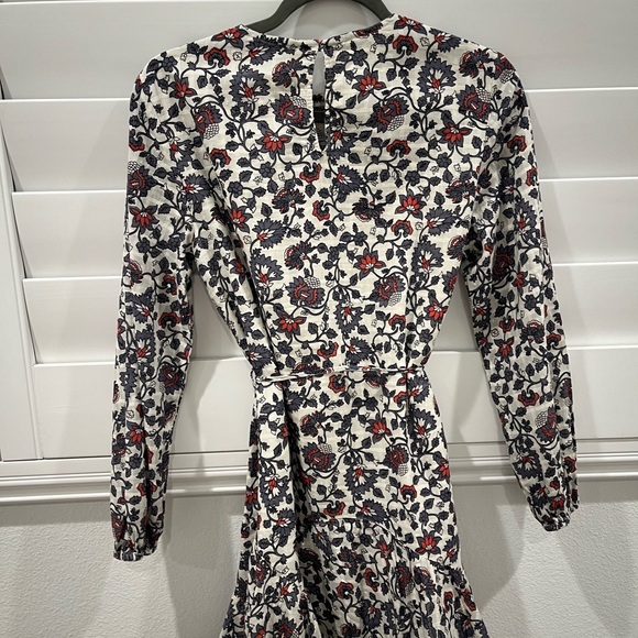 NWT ZARA Blue and white floral long sleeve mini dress - Picture 5 of 13